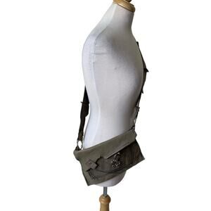 Boutique Mini Leather Crossbody Bag Brown Gray